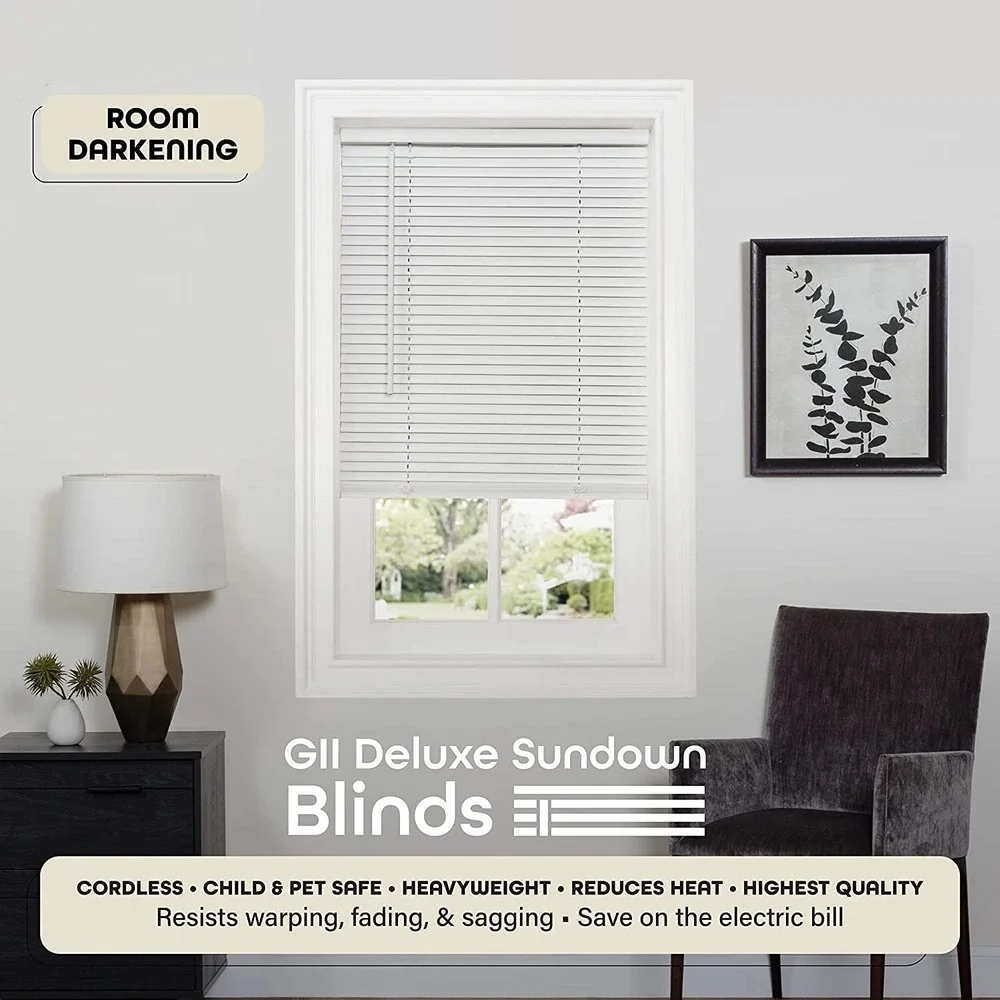 Achim GII Deluxe Sundown Cordless Mini Blind 29x64 White Room Darkening 1